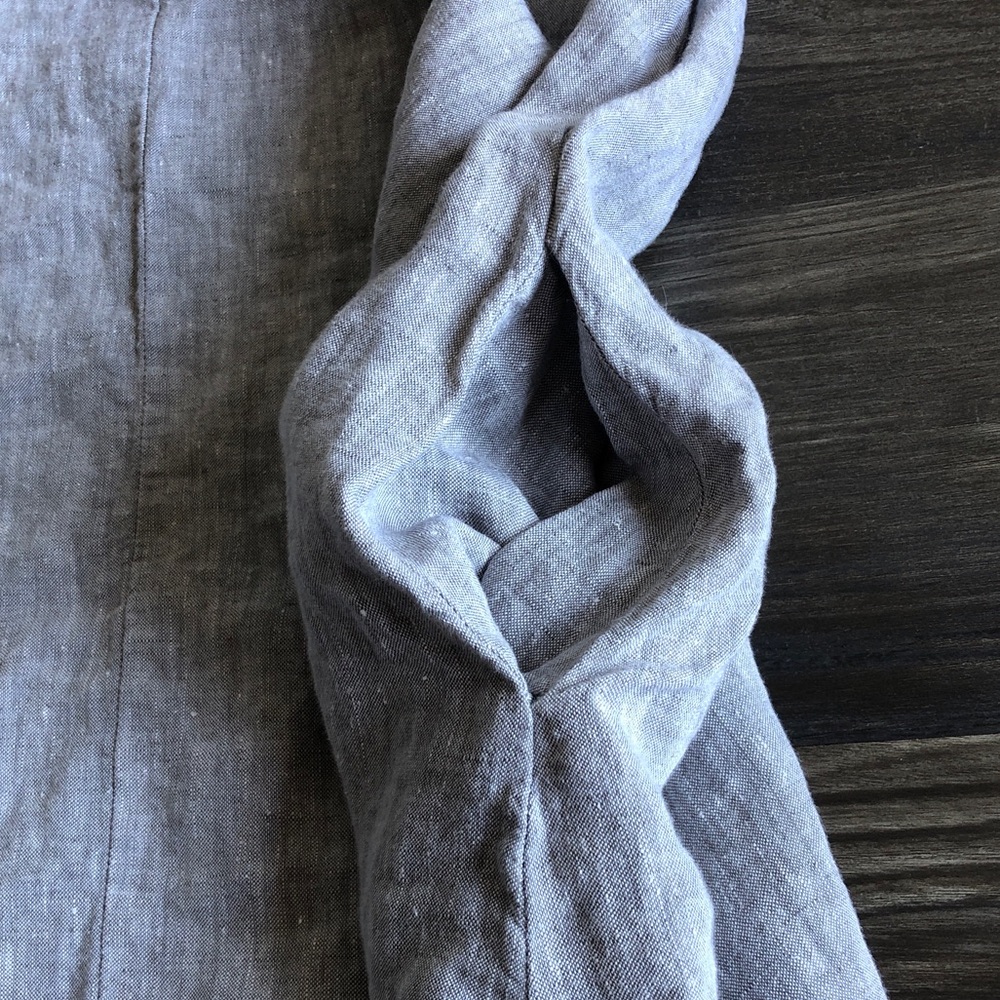 Muji Linen 3/4 Sleeve Pocket Dress Heathered Grey Medium Lagenlook Layering - Picture 10 of 16